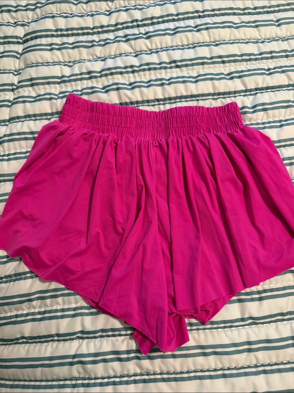 Peach Love California Bright Fuchsia Flow Shorts with Elastic Waist